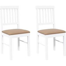 vidaXL Dining Room Chairs with Cushions 2 Pieces White Solid Wood Rubber Tree Kitchen Chair Side Chair Dining Chair Living Room Chair Restaurant Chair