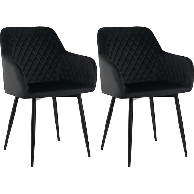 JaHECOME Set of 2 Velvet Dining Room Chairs with Armrests, Padded Kitchen Chairs with Metal Frame, Dining Table Chairs, Dressing Table Chair, Dining Table Chairs, Bistro Chairs, 120 kg, Portable (2,