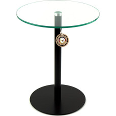 freeroom24 Designer Side Table Glass Black Matt 40 x 40 x 50 cm - Living Room Table - Sturdy Coffee Table - Practical Round Coffee Table - Small Coffee Table - Glass Table - Sofa Table - Made in