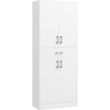 HOMCOM Kitchen Buffet Kitchen Cabinet Highboard 2 Adjustable Shelves 4 Doors 2 Cabinets and 1 Central Drawer Height 180 cm White
