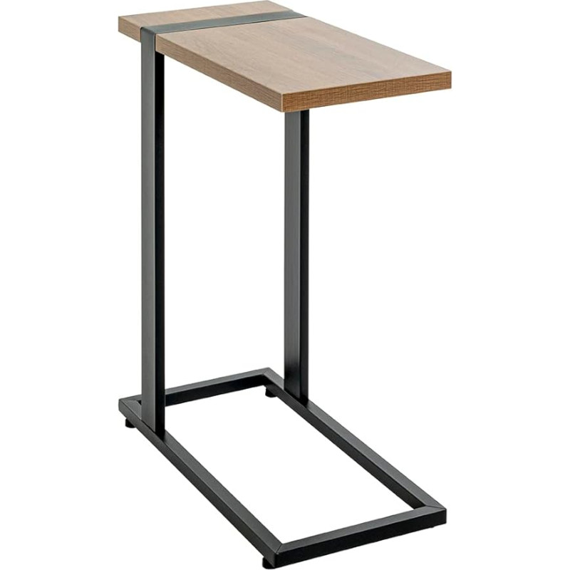 HAKU Möbel Side Table Oak Black Metal Chipboard Dimensions W 24 cm x H 64 cm x D 49 cm Style: Modern