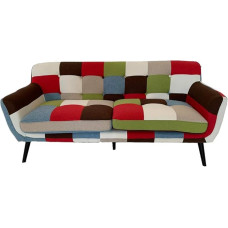 LIBEROSHOPPING.eu - LA TUA CASA IN UN CLIK Sofa Armchair Pouf in Patchwork Fabric with Padded Solid Wood Legs (3 Seats)