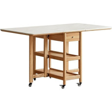 Moderner zusammenklappbarer Couchtisch aus Massivholz, einziehbar, platzsparend, mit Steinplatte, perfekt für kleine Familien und mobile Wohnräume