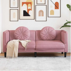 Massbinet 2-Seater Modern Couch Upholstered Sofa with Velvet Look for Living Room Bedroom Pink Velvet