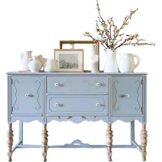 Vickyliou Entrance Table， Geschnitzter Blauer Vintage-Lagerschrank – Foyer-Wohnzimmer-Weinkühler, multifunktionaler Lagerschrank,Console Table with Storage