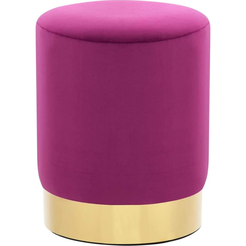 Festnight Barrel Shape Bar Stool Bistro Stool Velvet Stool Pouf Velour Footstool Purple and Golden Velvet 26.5 x 38 cm