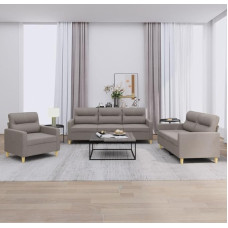 Juroupi 3-TLG. Sofagarnitur mit Kissen Sofa Wohnzimmer Sitzgruppe Wohnzimmer Sofa Set Sofas FüR Wohnzimmer Taupe Stoff - 3201543