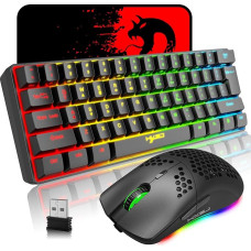 Mechanical Gaming Wireless Keyboard Bluetooth 5.0/2.4G USB Dual Mode 2200mAh RGB LED Backlight Compact Full Anti-Ghosting Key Wireless Gaming Mouse 750mAh Lightweight