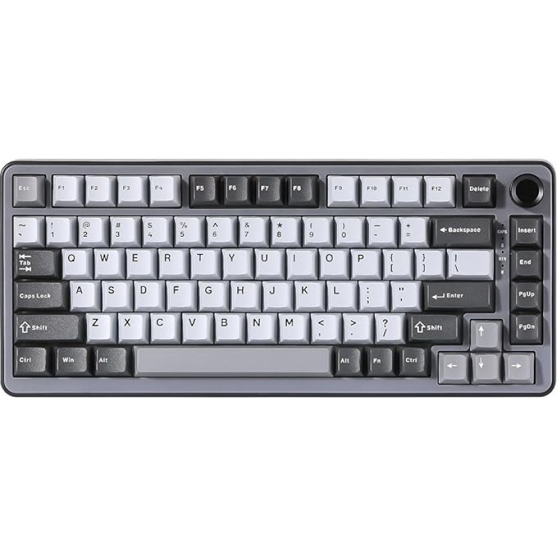 YUNZII B75 Mechanical Keyboard, 75% Hot Swappable Keyboard with Button, RGB Backlit Seal Gaming Keyboard with Double-Shot PBT Keycaps, Cherry Profile (Dark Grey, Milk v2 Linear Switch)