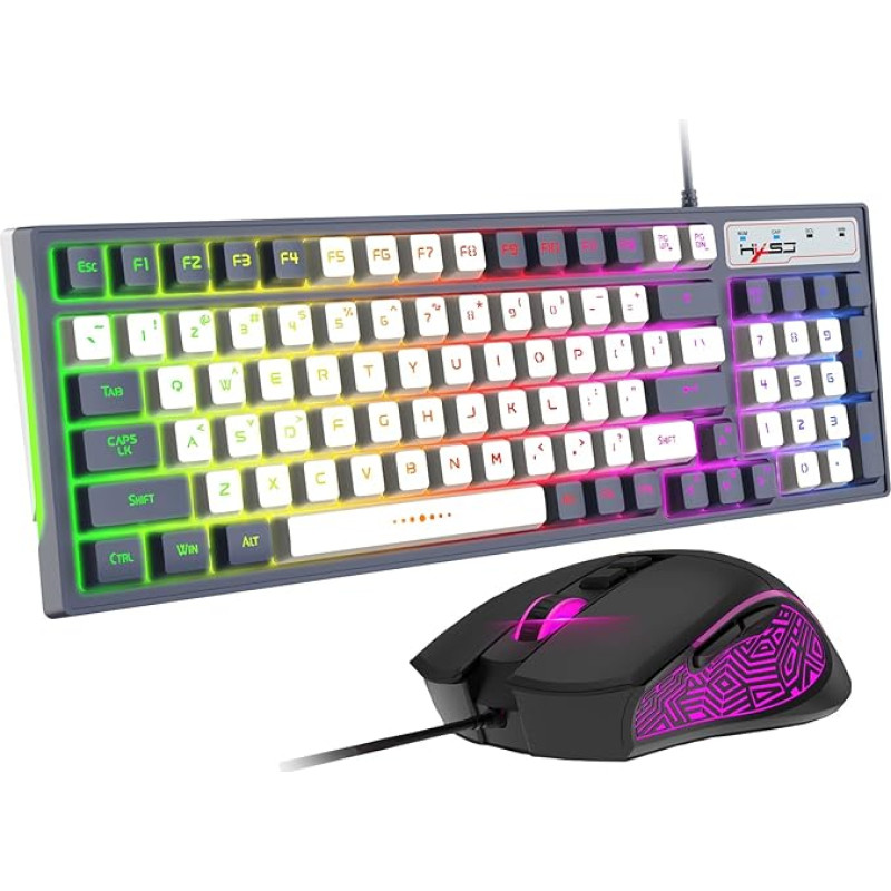 Wired RGB Gaming Keyboard and Mouse Combination 96 Keys 26 Keys Anti-Ghosting 8 Chroma LED Backlight Mechanical Feel PC Adjustable 3600 DPI Gaming Mouse