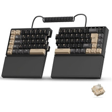 RK ROYAL KLUDGE S70 Gaming Keyboard Wireless Mechanical Ergonomic Split Design Keyboard QWERTZ with Wrist Rest, Bluetooth/2.4G/USB-C, RGB Lighting, Hot-Swap Linear Creamy Switches