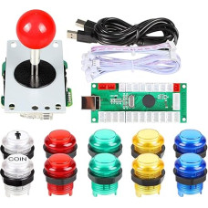 EG STARTS Nullverzögerung USB Encoder zu PC Spiele Red Joystick + 10x LED beleuchtet 5V Druckknöpfe für Arcade Joystick DIY Kits Teile Mame Raspberry Pi 2 3 3B