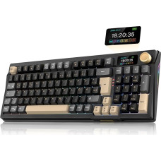 RedThunder K95 Wireless Mechanical Gaming Keyboard with 1.88 Inch Display & Button, QWERTZ 96 Keys, Gasket, BT/USB-C/2.4GHz, Software, Hot-swap, Linear Pink Switch, RGB, PBT Keycaps, 8000 mAh