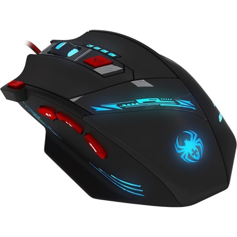 DLAND ZELOTES T90 Professional 9200 DPI High Precision USB Wired Gaming Mouse,8 Buttons,With 7 kinds modes of LED Light, Weight Tuning Set Compatible with Windows 7, 8, XP, Vista, ME, 2000 and so on.