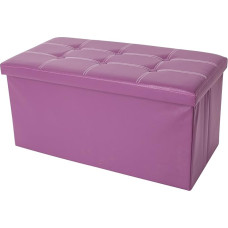 Mobili Rebecca® Storage Box Ottoman Folding Pouffe with Cover Violet Faux Leather 38 x 76 x 38 cm (Cod. RE4903)