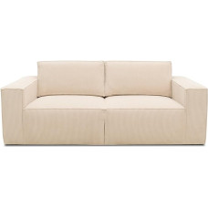 DOMO. collection Portland 2-Seater Sofa, Modern 2-Seater Upholstered Sofa, Set, 210 x 93 x 84 cm (W x D x H), Corduroy Cream