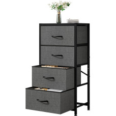 Taotigzu Chest of Drawers with 4 Drawers, Fabric Chest of Drawers with Large Storage Space, Narrow Storage Drawers for Living Room, Bedroom, Wooden Top and Metal Frame, 28 x 43 x 77 cm