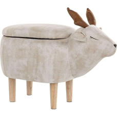Beliani Cute Reindeer Animal Stool for Children Beige Reindeer