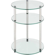 Convenience Concepts Designs2Go Go-Accsense 3-Tier Round Glass Side Table, Clear Glass