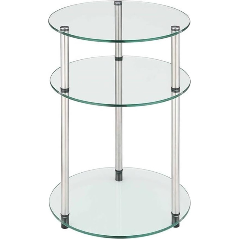 Convenience Concepts Designs2Go Go-Accsense 3-Tier Round Glass Side Table, Clear Glass