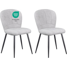 WAFTING Dining Room Chairs, Set of 2, Plush Chenille Farbric Bowl-shaped Dining Chair and Metal Legs, Modern Comfort for Home & Office, Grey