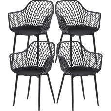 buybyroom Set of 4 Dining Room Chairs, Dining Room Chairs with Armrest, Ergonomic Backrest for Dining Room, Living Room, Kitchen and Bedroom, Black