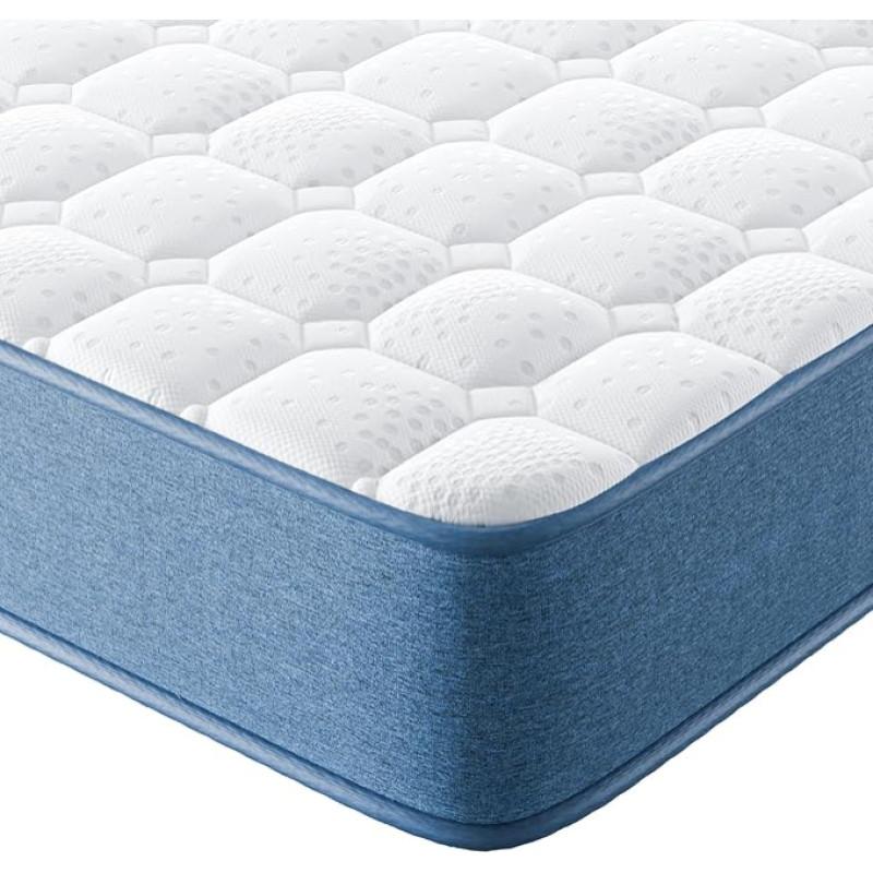 wowttrelax Double Mattress 135 x 190 x 20 cm Gel Memory Foam 7-Zone Orthopedic Double Mattress Pocket Spring Mattress Wave Memory Foam Hybrid Mattress Medium Firm