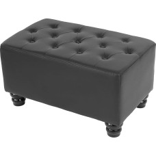 Mendler Chesterfield Luxury Ottoman Stool 41 x 75 x 46 cm Faux Leather Round Feet Black