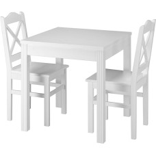 Dining Table And 2 Chairs Solid Pine Wood Bench 90.70 -50 °C White Set of 20
