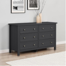 Julian Bowen Maine 6 Drawer Chest of Drawers, Anthracite, Composite Wood, One Size