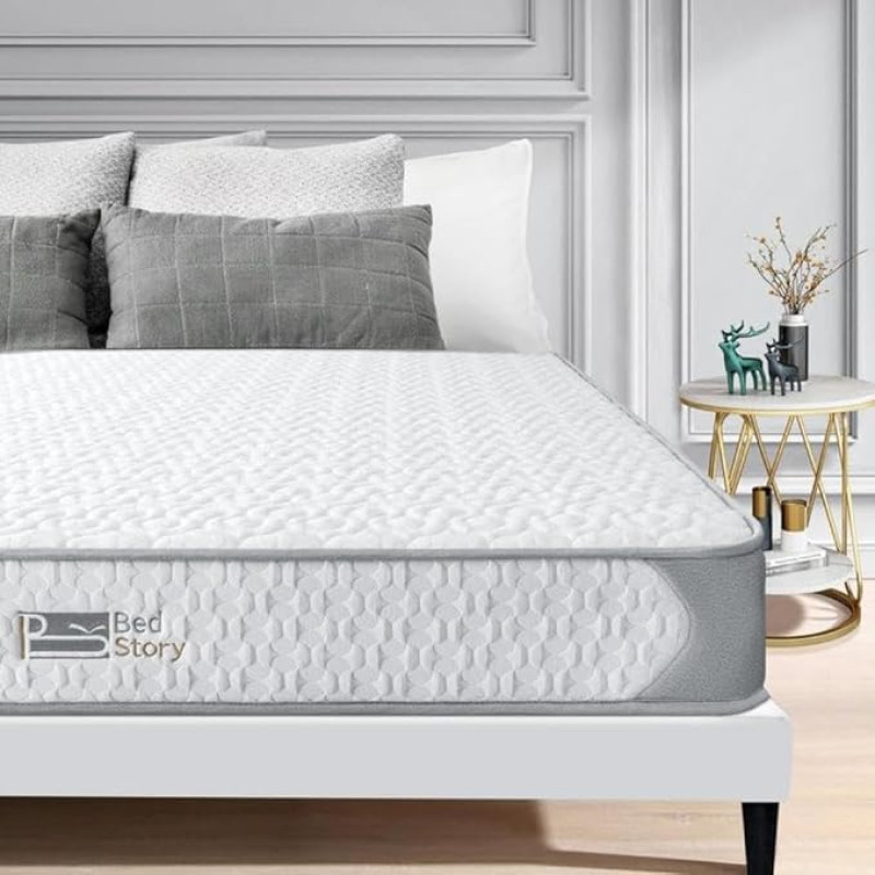 BedStory Single Mattress, 90 cm Spring Mattress with Breathable Foam, Durable Spring Mattress, Medium Firm Feel, Skin-friendly Knitted Fabric Foam Mattress for Single Bed