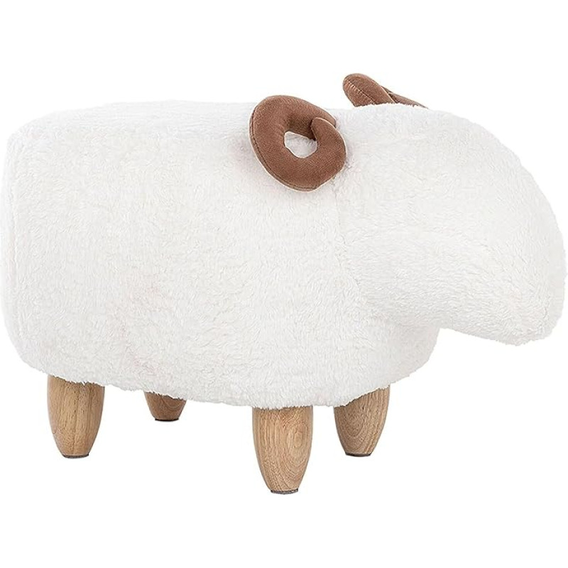 Children's Stool, Animal Stool, Padded Lamb Shape, White, Plush