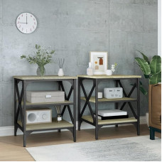 Homgoday Beistelltische, Sonoma-Eiche, 40 x 42 x 50 cm, technisches Holz, Sofa-Beistelltisch, Nachttisch für Wohnzimmer, Heimbüro, Schlafzimmer, Beistelltisch, Präsentationsständer, 2 Stück