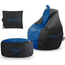 Happers Gaming Set Blue Gaming Bean Bag Pro + Stool + Cushion