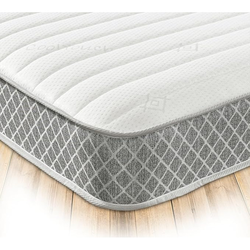 Starlight Beds 1179-46 Memory Foam Mattress. Hybrid Spring Mattress with Cool Touch Surface and Grey Trim, Fire Resistant, Regulated Materials, 4ft6 Double Mattress (135cm x 190cm)