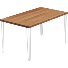 LAMO Manufaktur LUG-01-A-004-9016Cr Dining Table, Kitchen Table, Coffee Table, Made of Solid Wood, 100 x 80 x 76 cm (AxWxH), Creative, Dark / White