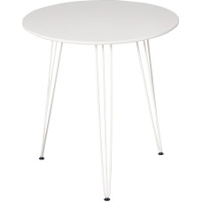 HOMCOM Round Dining Table with Metal Fork Feet Modern Nordic Style for Kitchen Living Room Cafeteria Bar Diameter 70 x 75 cm White