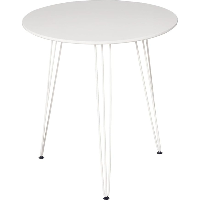 HOMCOM Round Dining Table with Metal Fork Feet Modern Nordic Style for Kitchen Living Room Cafeteria Bar Diameter 70 x 75 cm White
