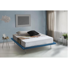 Talamo Italia - Linda Double Fabric Fixed Bed with Feet, 100% Made in Italy, Suitable for Mattress 160 x 200 cm, Blue