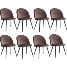 EGOONM Dining Room Chairs, Kitchen Chairs, Velvet, Soft Cushion, Seat and Back with Wooden Metal Legs, Kitchen Chairs (Brown, Set of 8)