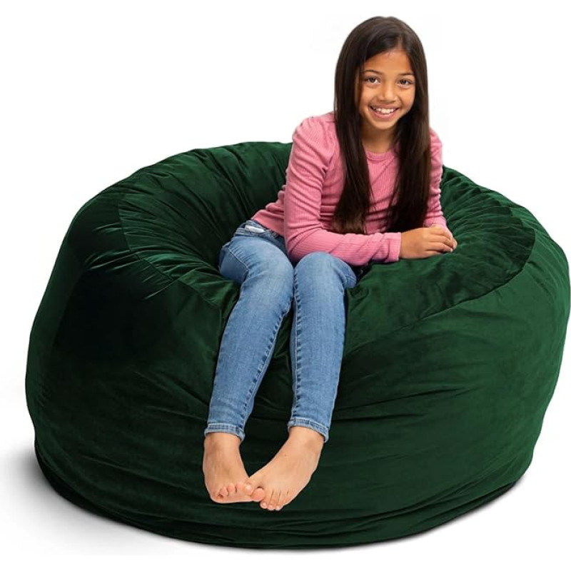 ULTIMATE SACK 4ft Bean Bag Chair, Oversized Bean Bag Chair for Adults, Comfortable Chair, Bean Bag, Couch, Lounge, Sofa, Loveseat Furniture | Hunter Green Suede