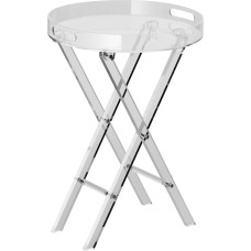 VEVOR Acrylic Folding Table with Tray φ40 x 58 cm, Acrylic Side Table with Folding X Leg, Acrylic Side Table for Coffee, Drinks, Food, Snacks, Coffee Table for Living Room, Bedroom, etc.