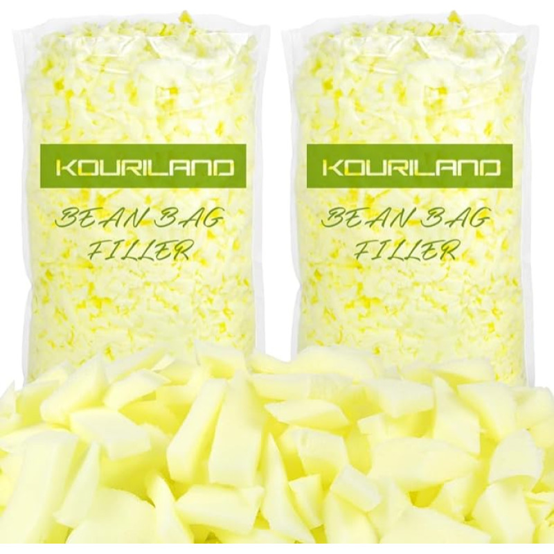 KOURILAND Upgraded Bean Bag Filler - 10lb Crushed Memory Foam Bean Bag Filling Cushion, Filled Bean Bag Refill Cushion, Couch Cushion, Stuffed Dog Bed, Chair, Crafts