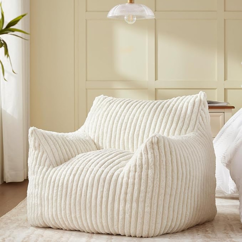 Achicsofar Giant Bean Bag for Adults and Teens, Large Bean Bag with Stuffing, Comfortable Fluffy Bean Bag with Armrests for Bedroom, Living Room, Reading