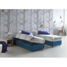 Talamo Italia - Melissa Single Bed with Fabric Cover, 100% Made in Italy, Side Opening, Suitable for Mattress 80 x 190 cm, Blue