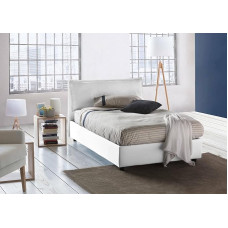 Talamo Italia - Desirée Double Bed with Fabric Cover, 100% Made in Italy, Front Opening + Mattress 120 x 190 cm, White