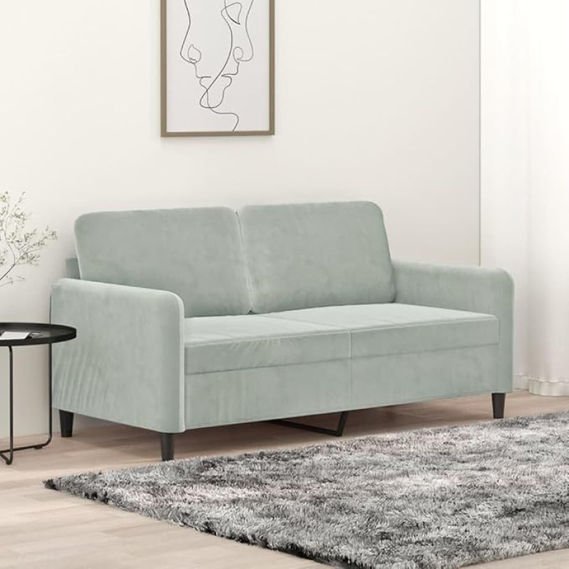 CIADAZ 359442 2-Seater Sofa, Light Grey, 140 cm, Velvet, Lounge Sofa, Sofas & Couches, Relax Sofa, Couch for Living Room, Couch with - 359442