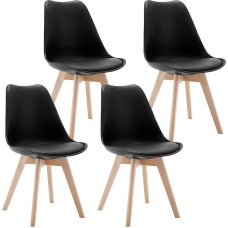 Lestarain LCNI121002-4 Dining Room Chairs Set of 4 Kitchen Chairs Retro Design Upholstered Chairs with Solid Wood Legs Modern Padded Chair Faux Leather Black