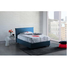 Talamo Italia - Asmara Square and Half Bed, Container Bed with Fabric, 100% Made in Italy, Front Opening, Mattress Cm 120x190, Blue