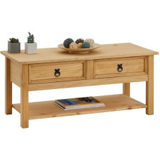 IDIMEX Tequila Coffee Table, Beautiful Side Table with 2 Drawers, Living Room Table in Country House Style, Elegant Sofa Table with Storage Plate, Stained